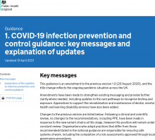 1. COVID-19 infection prevention and control guidance: key messages and explanation of updates